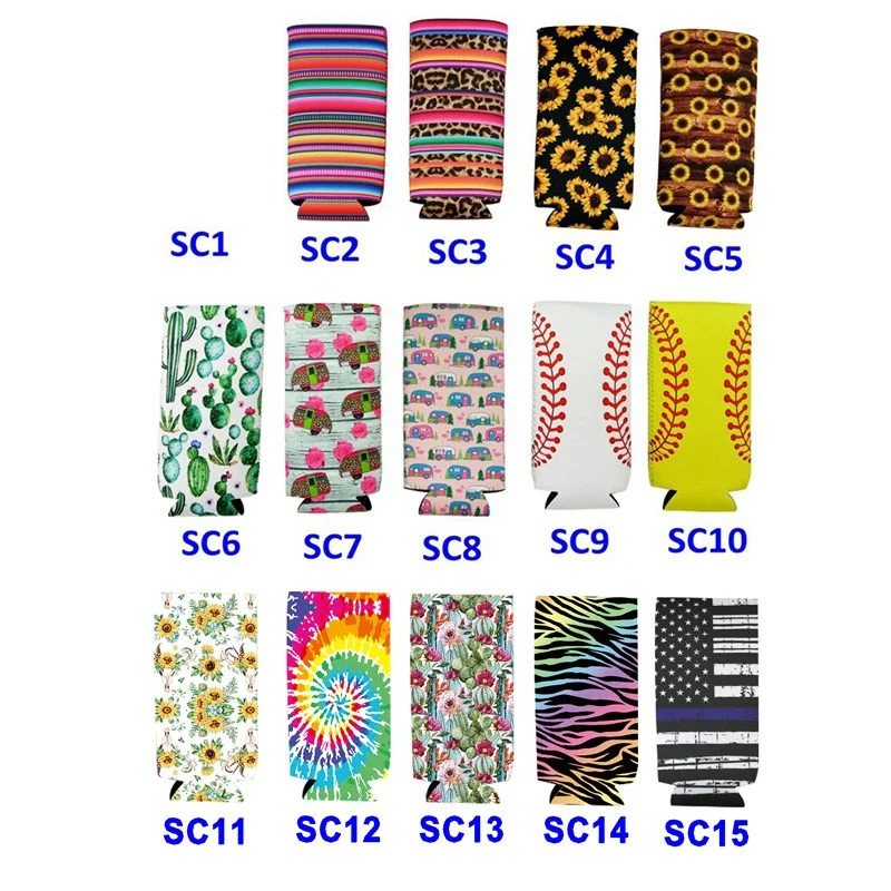 100pcs Creative Neoprene Can Cooler Sleeve for 330ml Slim Holder Sunflower Baseball Pattern Beer Soda Water Cover | Дом и сад