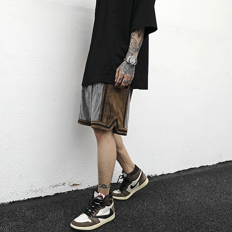Hip Hop Loose Shorts Elastic Waist Pants Fashion Embroidery Half Pant Men Summer Casual Drewstring Streetwear Sportswear Jogger