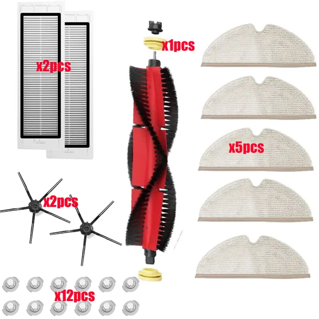 For Xiaomi Roborock S5 Max S6 S50 S51 S55 Vacuum Cleaner Part Accessories HEPA Filter + Side Brush + Main Brush + Mop Cloths N