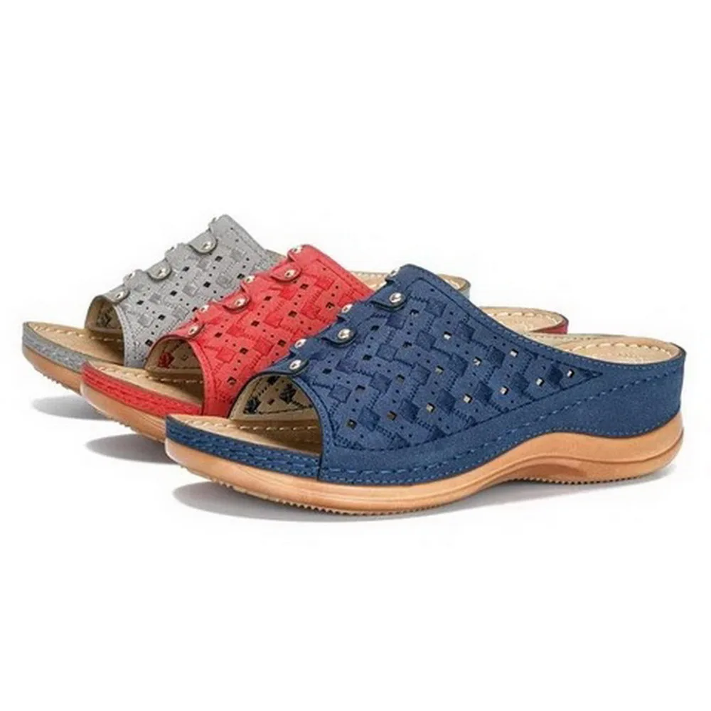 

ADISPUTENT Women Summer Open Toe Comfy Sandals Super Soft Premium Orthopedic Low Heels Walking Sandals Toe Corrector Cusion