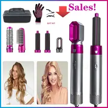 Electric Hair Dryer Hot Air brush Wrap Hair Straightener Ions Dryer Brush 5in1 Brush Auto Hair Curling Iron Styler Comb Curler