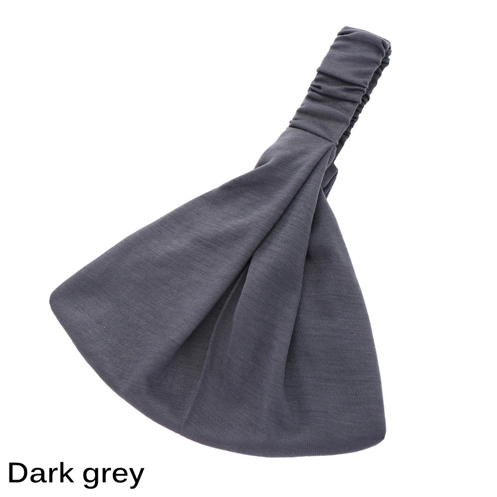 dark grey 1 шт. полиэстер эластичная хлопковая повязка на голову Йога Эластичный Тюрбан спортивная повязка на голову широкая повязка для волос банданы для бега Инструменты для укладки волос - Цвет: dark grey