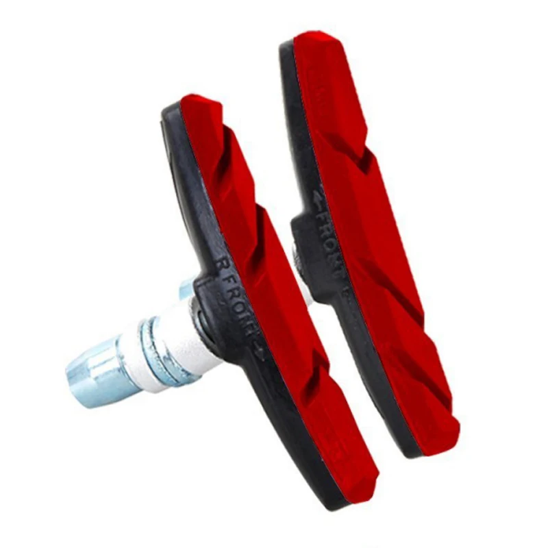One Pair Mountain Road Bike Brake pads MTB Bicycle Braking V-Brake Holder Shoes Rubber Blocks Durable Cycling Accessories New - Color: Red