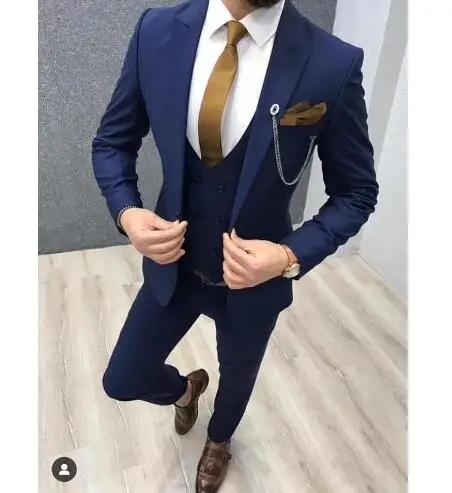 as picture Tpsaade Slim Fit One Button смокинги для жениха темно-серые лучшие мужские пиковые Женихи мужские свадебные костюмы Жених(куртка+ брюки+ жилет - Цвет: as picture