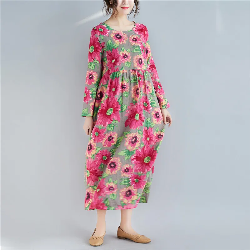 Photo Shoot Currently Available Cotton Comfortable Large Size Large Flower Dress
