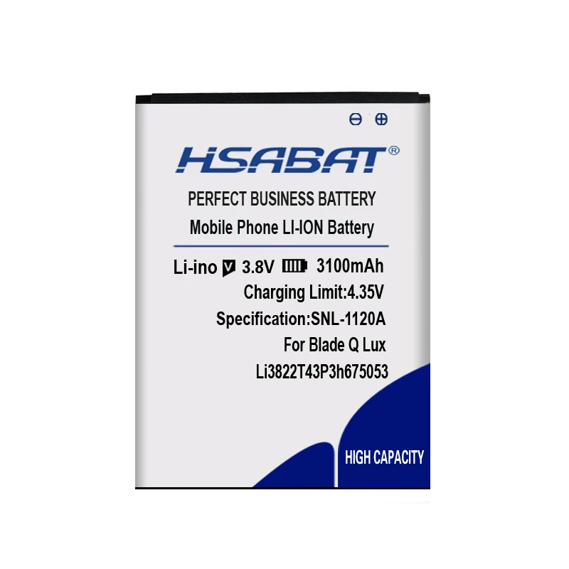 Аккумулятор HSABAT LI3822T43P3h675053 3100 мАч для zte Blade QLux Q Lux A430