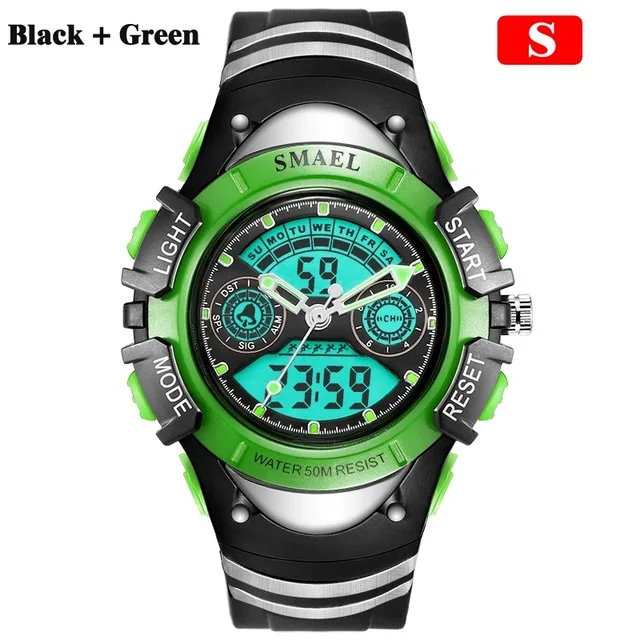 S Green Модные smael, лидер продаж, брендовые Детские часы, светодиодные цифровые кварцевые часы для мальчиков и девочек, студенческие водонепроницаемые наручные часы 30 м для детей, подарок - Цвет: S Green