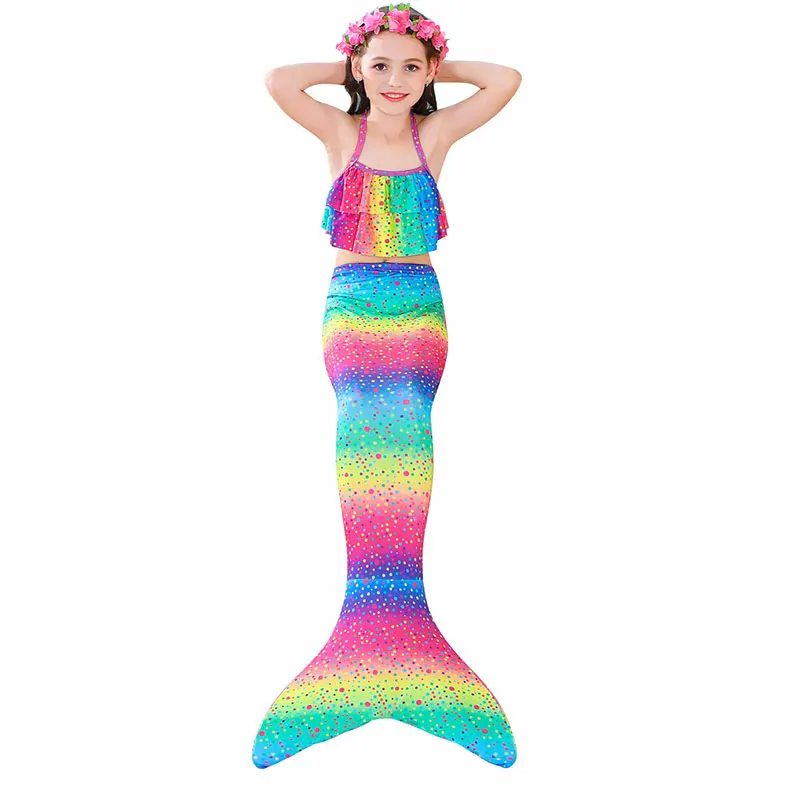 4 Colors 3 Pieces Girl Kids Mermaid Tail Swimmable Bikini Set Bathing Suit Fancy Children Mermaid Tail Costume Cosplay 3-12Y police woman costume