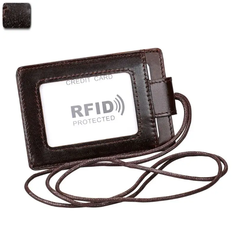 Портативный RFID Чехол для карт автобуса из натуральной кожи держатель