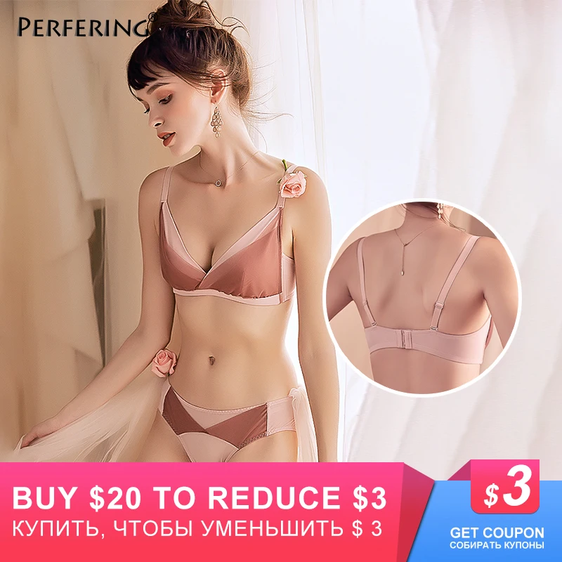

Perfering New Wire Free Push up Bra Set Fashion Sexy Ladies Bras Panties Bralette Female Underwear French A B Cup Comfortable