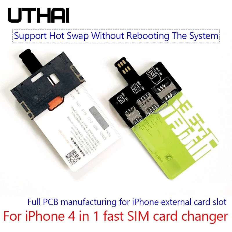 Uthai T10 para Iphone Cartão Sim 4in1 Adaptador de Slot para Cartão Externo Rápido Trocador de Cartão Iphone Sim Leitor de Cartão Titular Reinicialização Livre Nano - Imagem 4