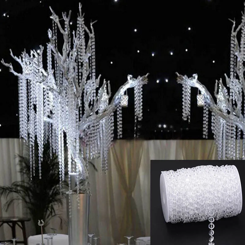 

Diamond Strand Wedding Party Decorations 30M Iridescent Crystal Bead Chain Hanging Craft Acrylic Curtain Lighting Accessories