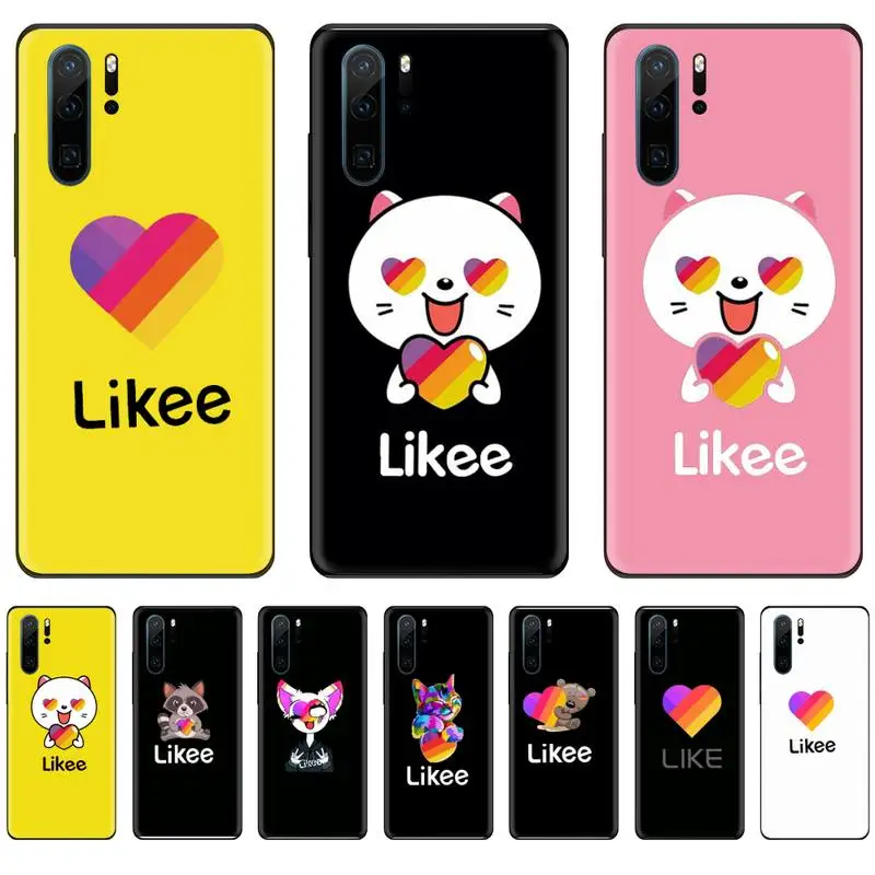 Модный черный чехол Likee для телефона с котом медведем сердечком Huawei P9 P10 P20 P30 Pro Lite
