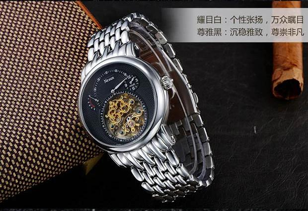Швейцарские роскошные Брендовые Часы Nesun Hollow Tourbillon, Мужские автоматические механические часы, сапфировые водонепроницаемые часы N9081-2