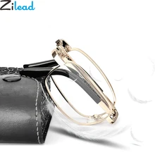 Zilead антибликовыми свойствами светильник складные очки для чтения Портативный металлический Бизнес Prebyopia очки при дальнозоркости, солнцезащитные очки с PU Чехол