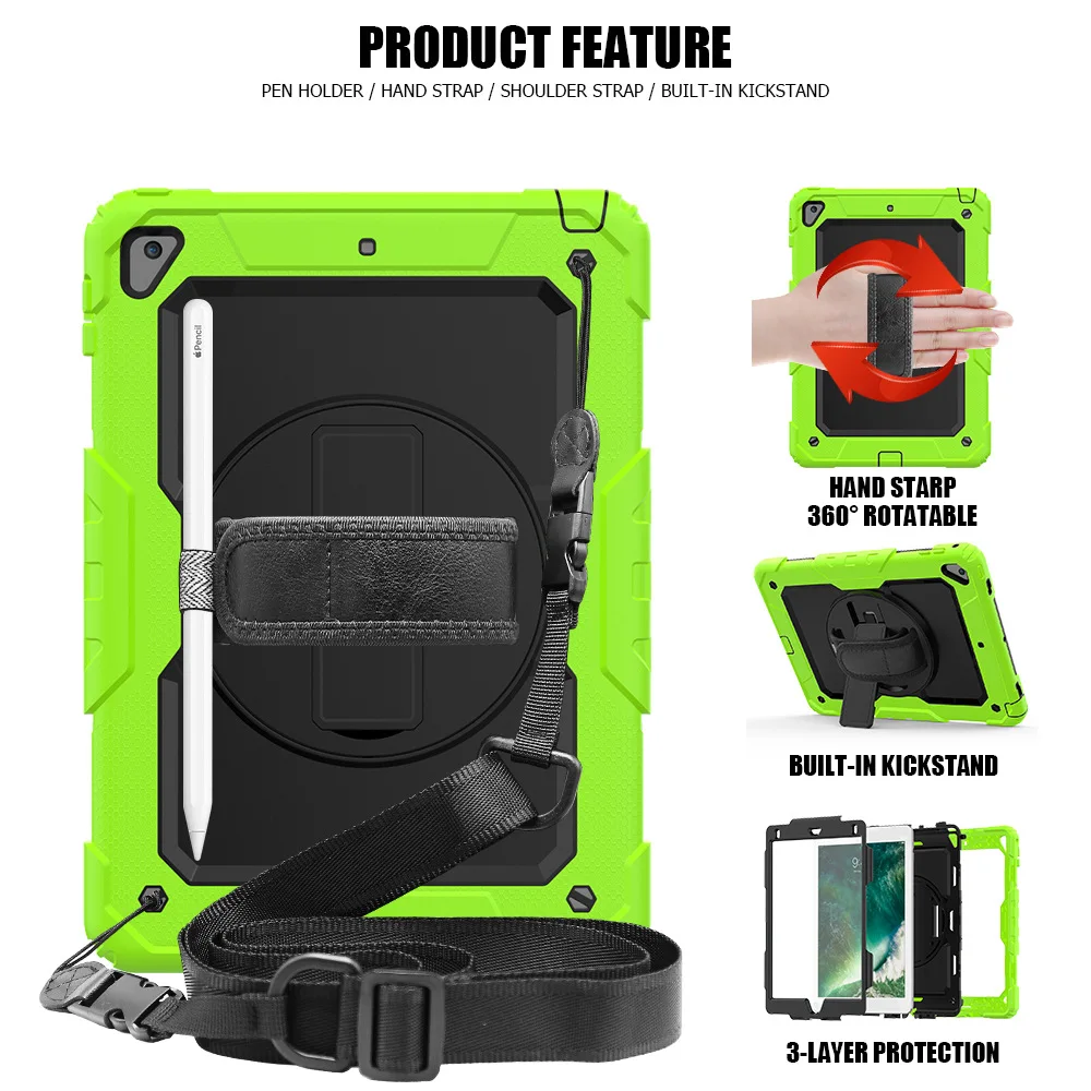 Case for Apple iPad 9.7 6th generation Tablet Kids Safe Shockproof Armor Cover Hand Strap Neck Strap for Air 2 Pro 9.7