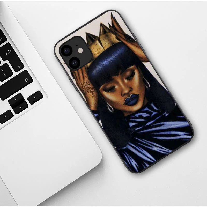 TPU Черный Африканский художественный чехол для iPhone X XR XS Max 8 7 Plus 6 6s Plus melanin poppin силиконовый чехол для iPhone 11 Pro Max - Цвет: TPU
