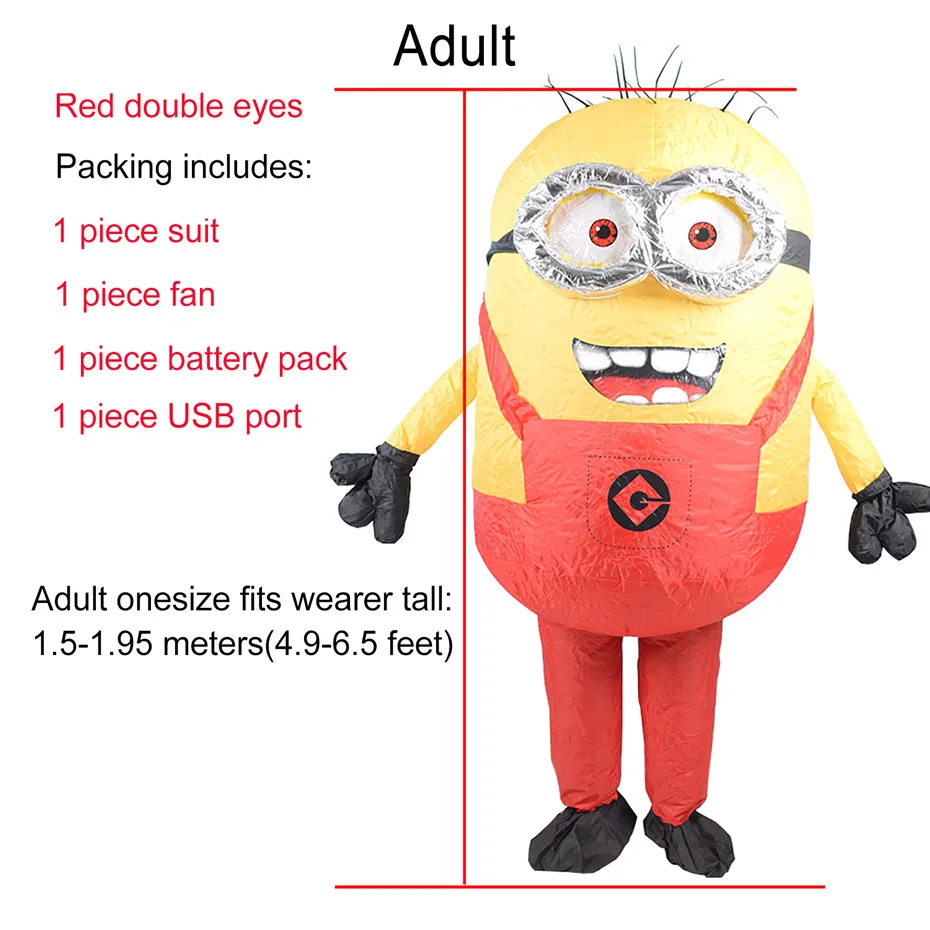 Adult Red Double Надувной костюм Миньона, костюмы на Хэллоуин для взрослых, надувной костюм Миньона из мультфильма «Гадкий я», Рождественский костюм Миньона, маскарадный костюм - Цвет: Adult Red Double