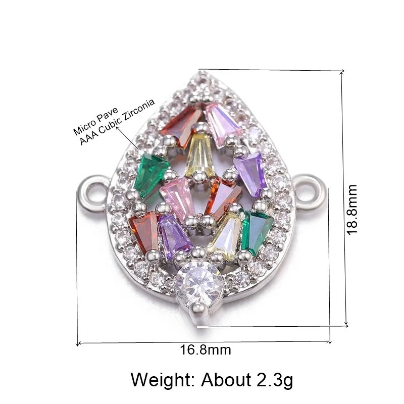 White Gold Juya DIY роскошные фианиты ювелирные изделия фурнитура ручной работы Сердце Луна Корона Бабочка Шарм звенья для браслета серьги изготовление - Цвет: White Gold
