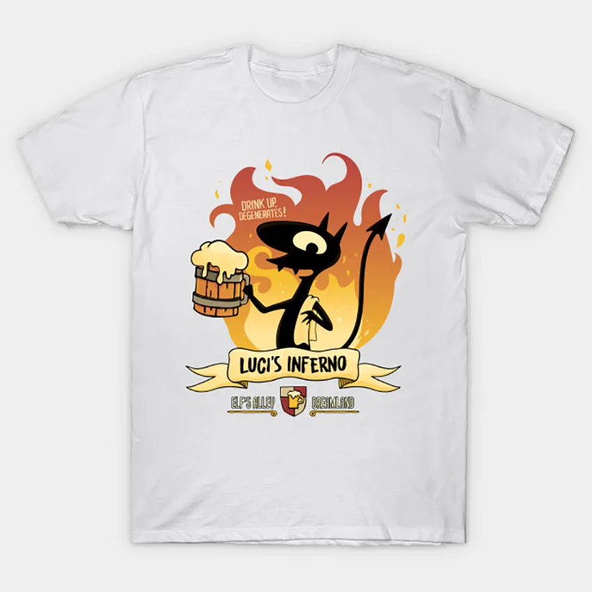 Белый Luci's Inferno футболка Disenchantment футболка напиток elfo бар luci дьявол алкоголь демон пиво disenchantment - Цвет: Белый