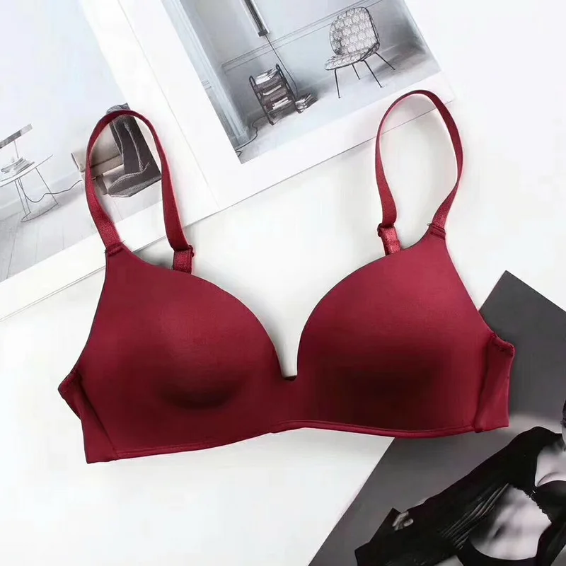 Wireless Push Up Bra Solid Color Seamless Soft Bras For Women Double Breasted Sexy Lingerie Comfort Breathable Bralette