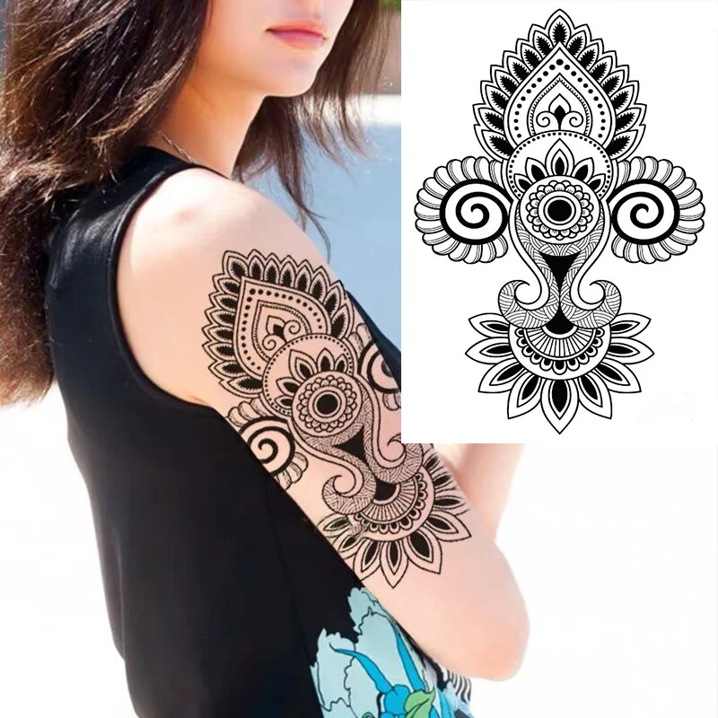 1 шт. задняя или грубая Мандела с Ловец снов цветок водонепроницаемый временные татуировки боди-арт Сексуальная Талия поддельные тату - Цвет: AL037