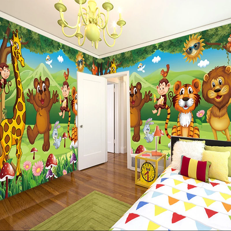 Custom-3D-Photo-Mural-Wallpaper-For-Kids-Room-Animal-Paradise-Cartoon-Children-House-Mural-Non-woven (1)