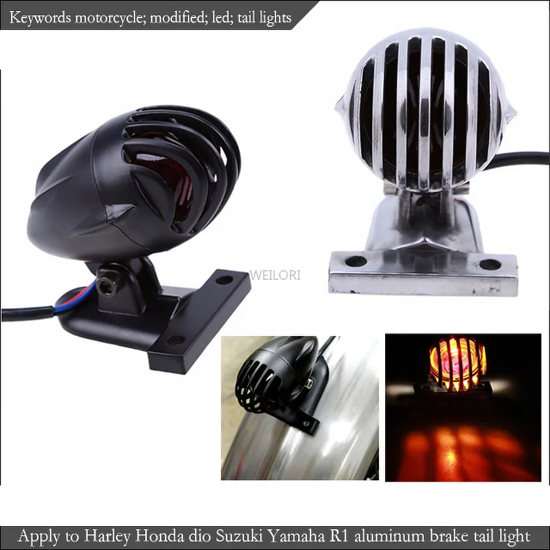 

Full Aluminium Vintage Motorcycle License Plate Mount Bullet Grill Tail Brake Light for Harley Honda DIO Suzuki Yamaha R1