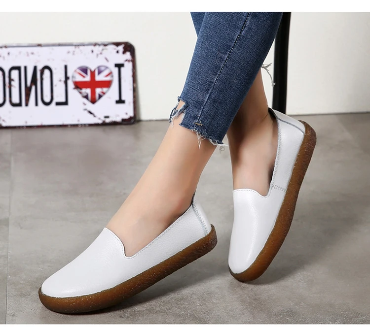 Zapatos planos de estilo romano para Mujer, mocasines blancos para Mujer,  Zapatos planos informales de enfermera, Zapatos de piel auténtica,  zapatillas de deporte para Mujer|Zapatos planos de mujer| - AliExpress
