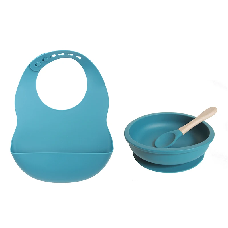 

Baby Suction Plate Silicone Bib Children Tableware Feeding Set Infant Toddler Anti-flip Suction Dinnerware Food Grade Silicone