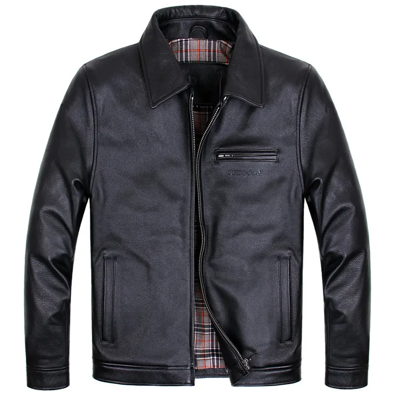 

Genuine Men Real Cow Leather Autumn Winter for Mens Clothing Vintage Plus Size Jacket Casacos A005-2 YY866