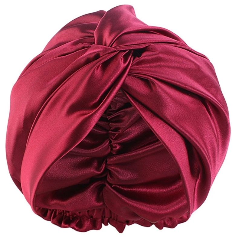  - 1 Piece Girls Women Polyester High Elastic Night Sleeping Shower Cap Hair Bonnet Hat Head Cover Satin Turban