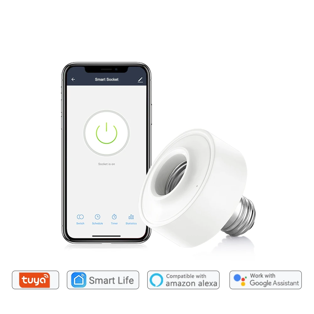 Tuya Smart Life WiFi Light Socket Lamp Holder Remote Control Led Bulb  Google Home Echo Alexa Voice Control