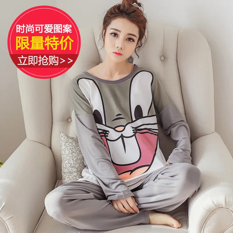 

Spring And Autumn Pajamas Long Sleeve Autumn Korean-style Bugs Bunny Cute Homewear Set