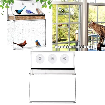 

Large Waterproof Viewing Hummingbird Window Bird Feeder Outdoor Garden With Suction Cup Seeds Tray Transparent Finch Cardinal