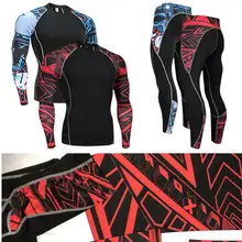 Мужской тренировочный костюм для бега, компрессионный костюм, термобелье