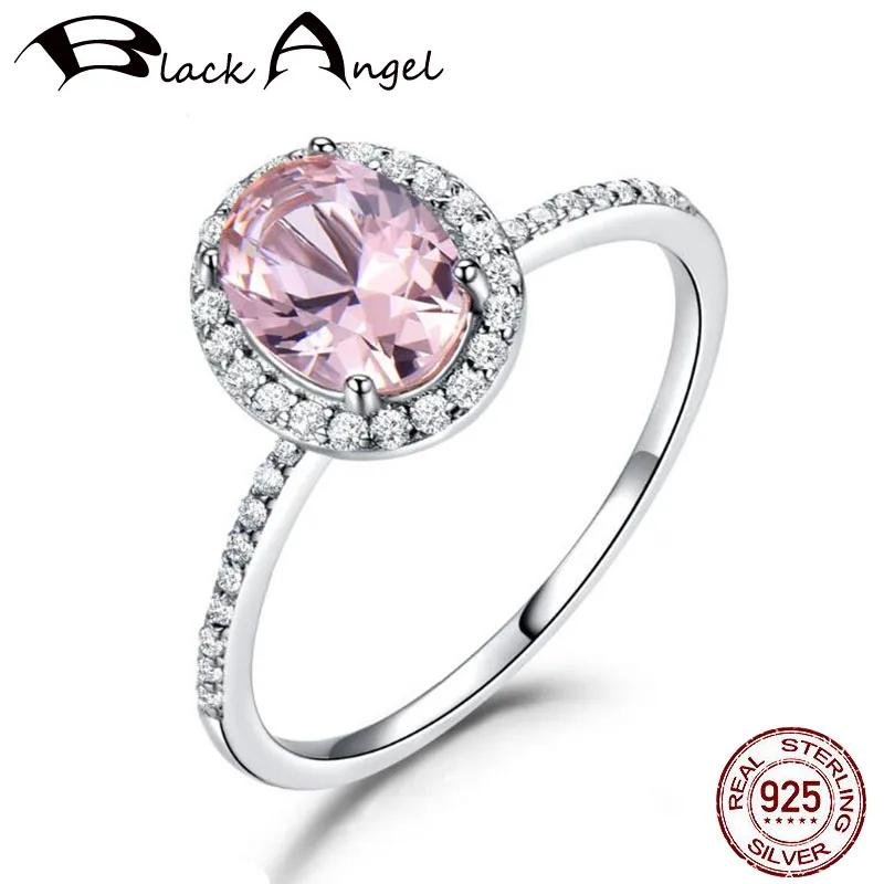 925 Sterling Silver Ring Oval Classic Pink Morganite Rings For Women Fine Jewelry Wedding Engagement Gemstone CZ Finger | Украшения и