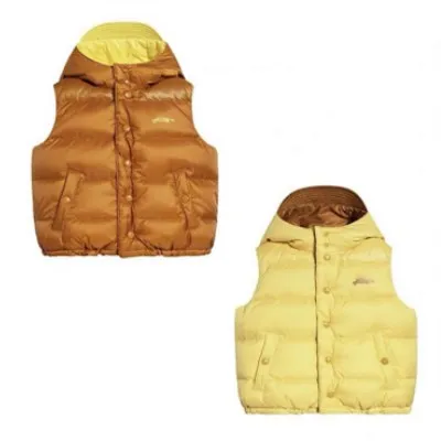 Новинка года, зимний жилет пуховая куртка для маленьких девочек, Двустороннее пальто для детей, однотонное красное и желтое пальто для всей семьи - Цвет: Золотой