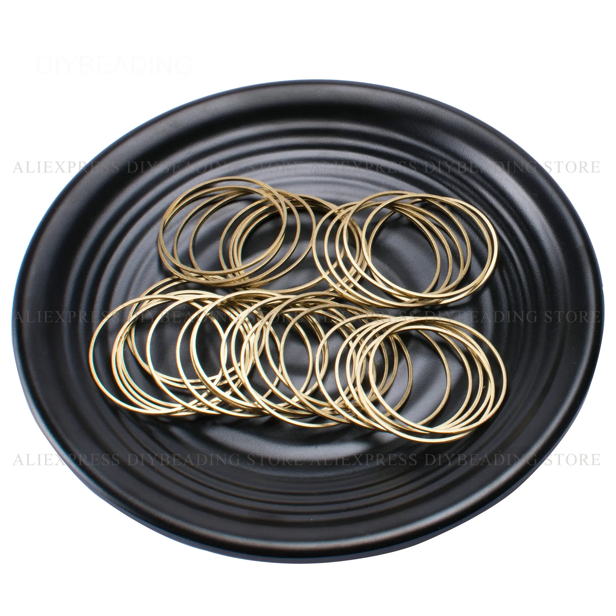 100 Pcs Brass Simple Circle Round Hoops Ring Link Connector for Earrings Necklace Making 10/15/20/25/30/35/40/45/50mm Finding