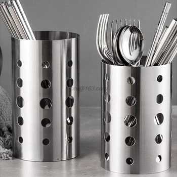 

304 Stainless Steel Kitchen Cooking Utensil Holder Crock Drainer Flatware Caddy Cutlery Organizer Tableware Storage Serving Tool