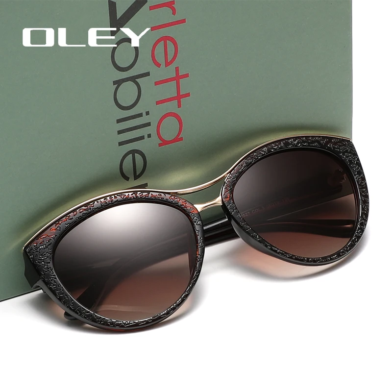 Buy OLEY High Quality Cat Eye Sunglasses Women brand designer Polarized Sun Glasses for woman Driving goggles gafas zonnebril dames