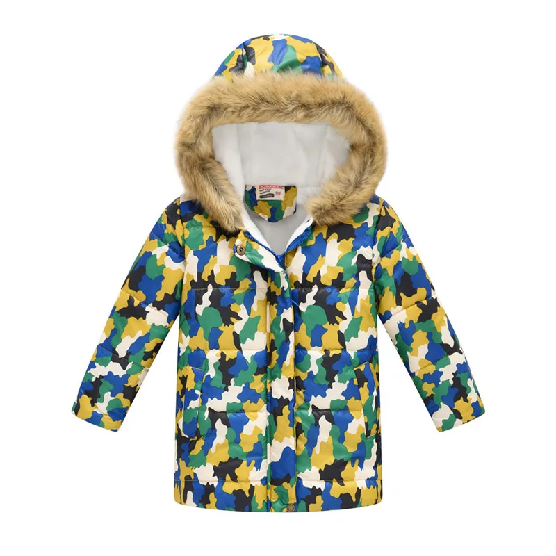 Зимнее пуховое пальто для девочек длинная теплая Вельветовая куртка из хлопка с капюшоном утепленное пальто с принтом качественная одежда для детей от 3 до 10 лет