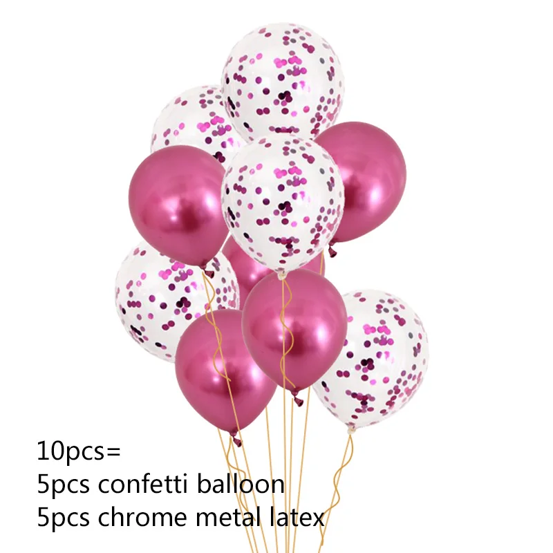 10pcs mix rose 14 шт. Сердце Звезда Золотой воздушный шар "Конфетти" с днем рождения металлический хромированный шарики, День подарков будущей матери Свадебный декор баллоны с гелием - Цвет: 10pcs mix rose