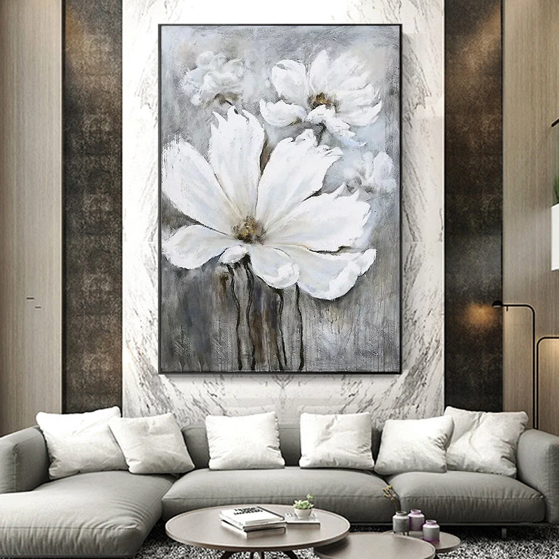 100% Hand Painted Abstract Flowers Art Oil Painting On Canvas Wall Art Wall Adornment Pictures Painting For Live Room Home Decor