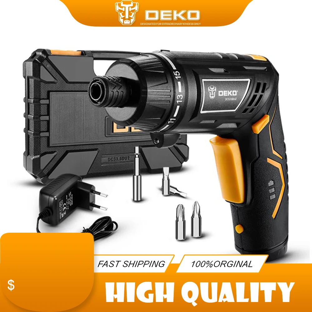 DEKO DCS3.6DU2 Беспроводная электрическая отвертка с вращающейся ручкой светодиодный