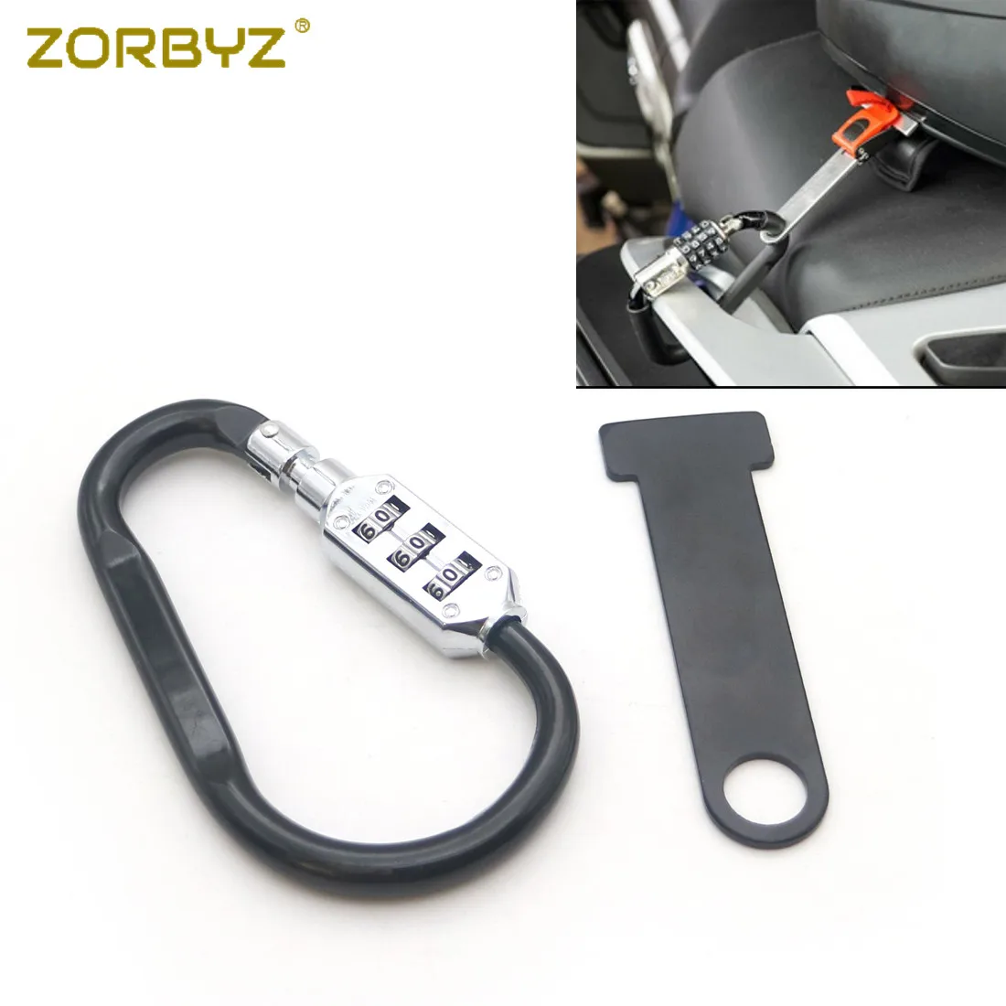 

ZORBYZ Motorcycle Black Metal Helmet Security Lock With T-bar Tool For Suzuki Kawasaki Yamaha Dirt Bike