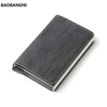 

Business ID Credit Card Holder Men and Women Metal RFID Vintage Aluminium Box PU Leather Card Wallet Note Carbon