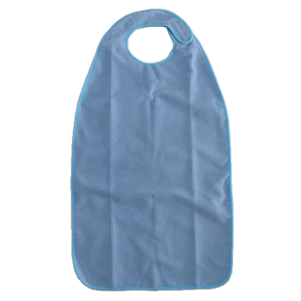 Большой Водонепроницаемый моющийся взрослая махровая ткань нагрудник для еды фартук одежда протектор для пожилых людей инвалидов 18x34 дюймов - Цвет: Blue