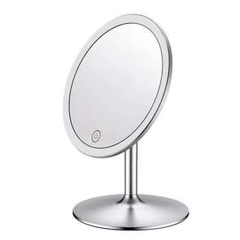 

High-grade aluminum alloy metal mirror makeup mirror touch three-color temperature multi-functional desktop LED dressing mirror