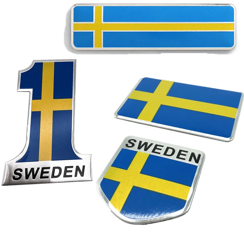 SWEDEN SE Sverige Badge Metal Side Rear Emblem Decals Sticker Car For Volvo Saab